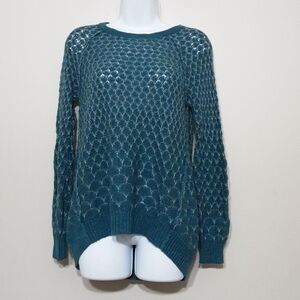 Anthropologie Moth women open knit sweater XS high low zipper accent festival